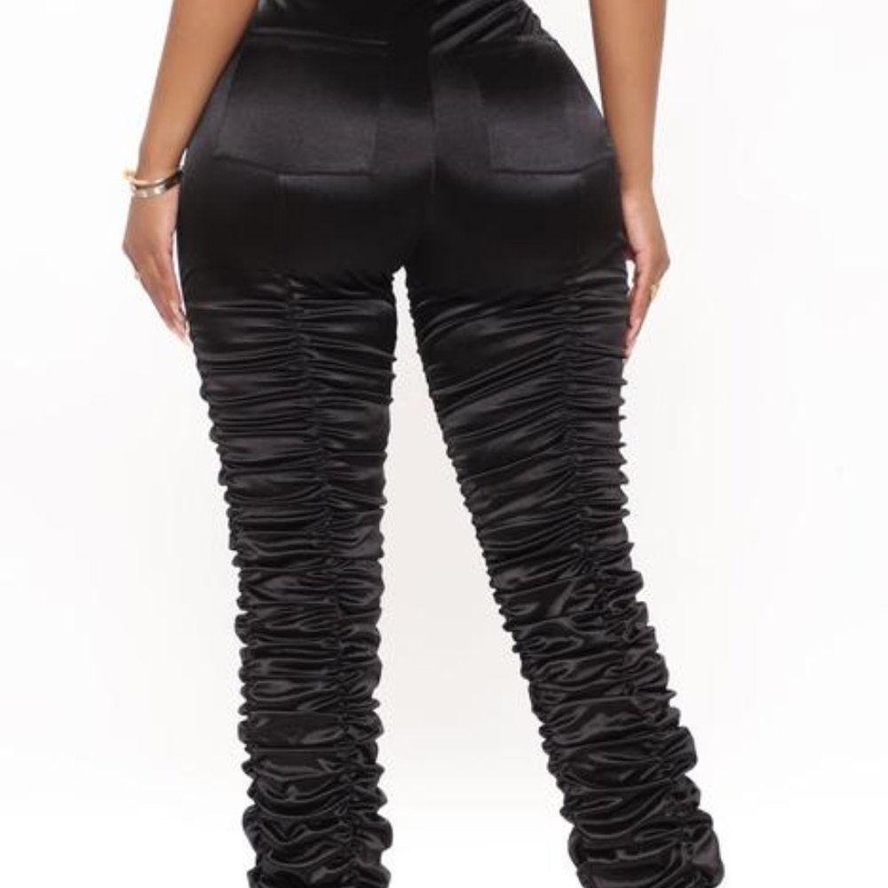 Satin Ruched Pants - Picture 4 of 6